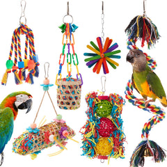 RLRICH colorful parrot chewing toys pack for enrichment and safe chewing.