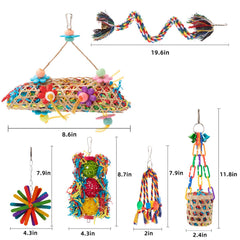RLRICH hanging perch parakeet toy encourages climbing and playful time.