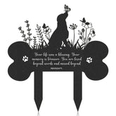 Rngmsi Pet Grave Marker bone design with butterflies for a lasting garden memorial