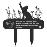 Rngmsi Pet Grave Marker cat memorial plaque outdoors, durable garden tribute.