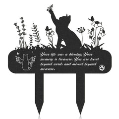 Rngmsi Pet Grave Marker cat memorial plaque outdoors, durable garden tribute.