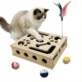 RoadAlchemist cat scratch puzzle box front view, enrichment during scratching.
