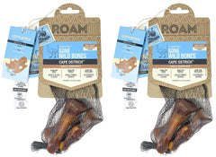 ROAM Ostrich Dog Chew pack-2 with two durable treats for small to medium dogs