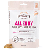 Rocco & Roxie allergy relief chews, duck flavor, supports itchy skin