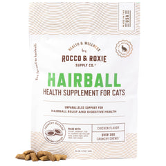 Rocco & Roxie Hairball Treatment cat treats with crunchy texture for easier administration