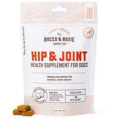Rocco & Roxie duck-flavored soft chews for joint mobility support.
