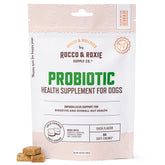 Rocco & Roxie Probiotics dog chews in bag for gut support