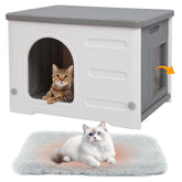 Rockever outdoor cat house exterior with escape door offers safe shelter from the elements.