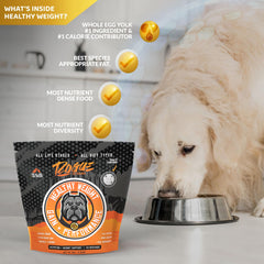Rogue Pet Science Healthy Weight label closeup emphasizes USA-made sourcing.