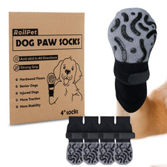 Roilpet double-sides non-slip dog socks grip paws for steady traction.