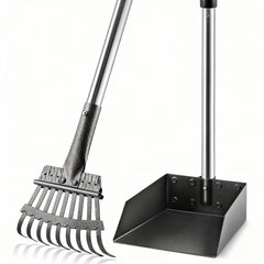 ROIUBPO pooper-scooper with long handle and tray for quick waste pickup.