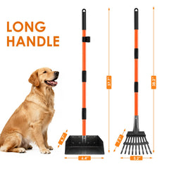 ROIUBPO Pooper Scooper rake system with adjustable handle for comfort