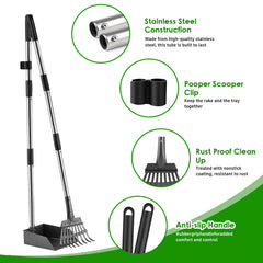 ROIUBPO pooper-scooper stainless-steel-tray ensures durability and rust resistance during outdoor use.