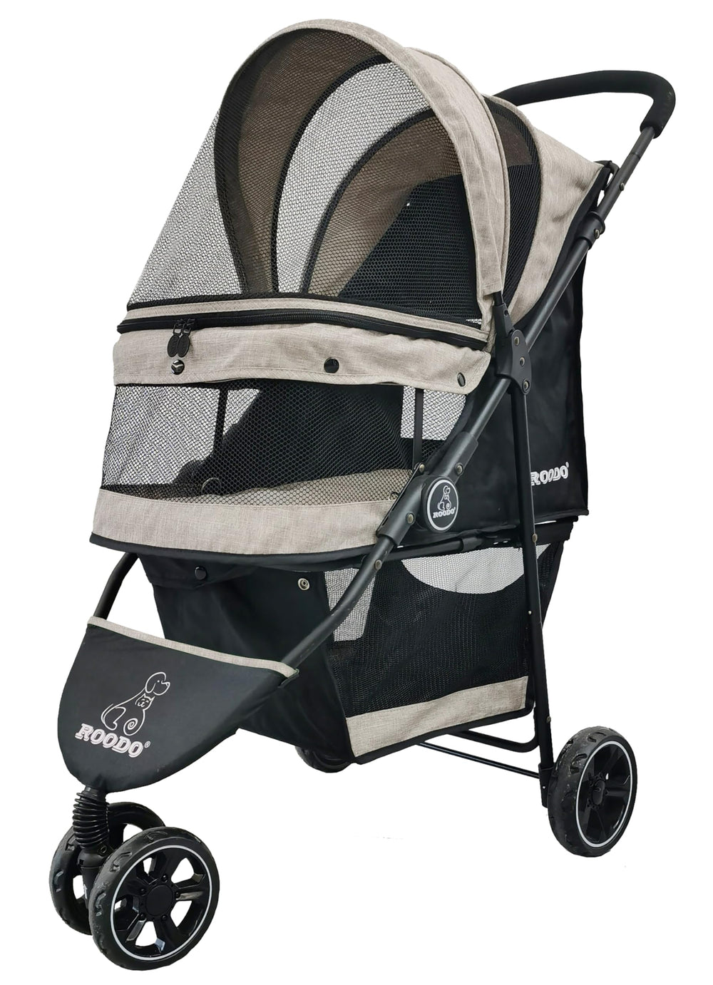 ROODO 3-Wheel Dog Stroller front view for smooth outdoor walks