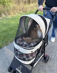 ROODO 4‑Wheel Pet Stroller side view showing smooth, stable ride for small to medium pets.