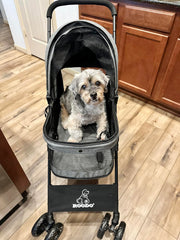 ROODO Escort 4 Wheel Pet Stroller folded compact for easy storage and travel