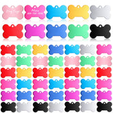 Roowest 100 Pcs Blank Dog Tags Bulk Aluminum Bone Shape 38mm for Engraving, Colorful Set