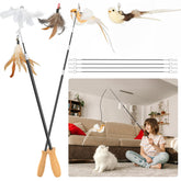 ROSAUI Cat Teaser Wand Extended Pole enables long, engaging indoor play with active cats.