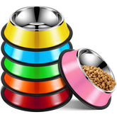 Roshtia 6-pcs colorful stainless steel bowls stackable for compact storage.