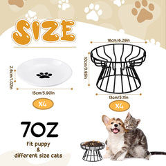 Roshtia ceramic bowls in black paw design with smooth feeding surface