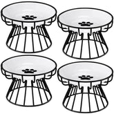 Roshtia elevated cat bowls with metal stand for tidy feeding in multi-cat homes