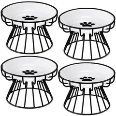 Roshtia elevated cat bowls with metal stand for tidy feeding in multi-cat homes