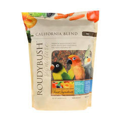 RoudyBush California Blend showing dried fruits for flavorful bird nutrition.