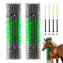Rouisxue livestock scratch brush in gray mounted on post for cattle comfort
