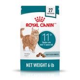 Royal Canin Aging 11+ kibble in bowl promotes energy for senior cats.
