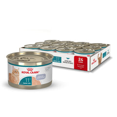 Royal Canin Aging 11+ Ultra Soft Mousse in Sauce in bowl, easy-to-chew for seniors.