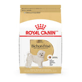 Royal Canin Bichon Frise Adult dry dog food bag highlighting breed-specific nutrition.