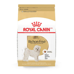 Royal Canin Bichon Frise Adult dry dog food bag highlighting breed-specific nutrition.