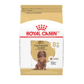 Royal Canin Dachshund 8+ senior dry dog food bag supporting aging joints.