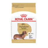 Royal Canin Dachshund Adult dry dog food bag showing breed-specific nutrition for small dogs.