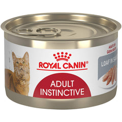 Royal Canin Feline Health Instinctive Loaf in Sauce can pack 24 for convenient daily meals.