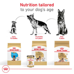 Royal Canin German Shepherd Adult Loaf in Sauce serving bowl, easy-to-serve meal presentation.