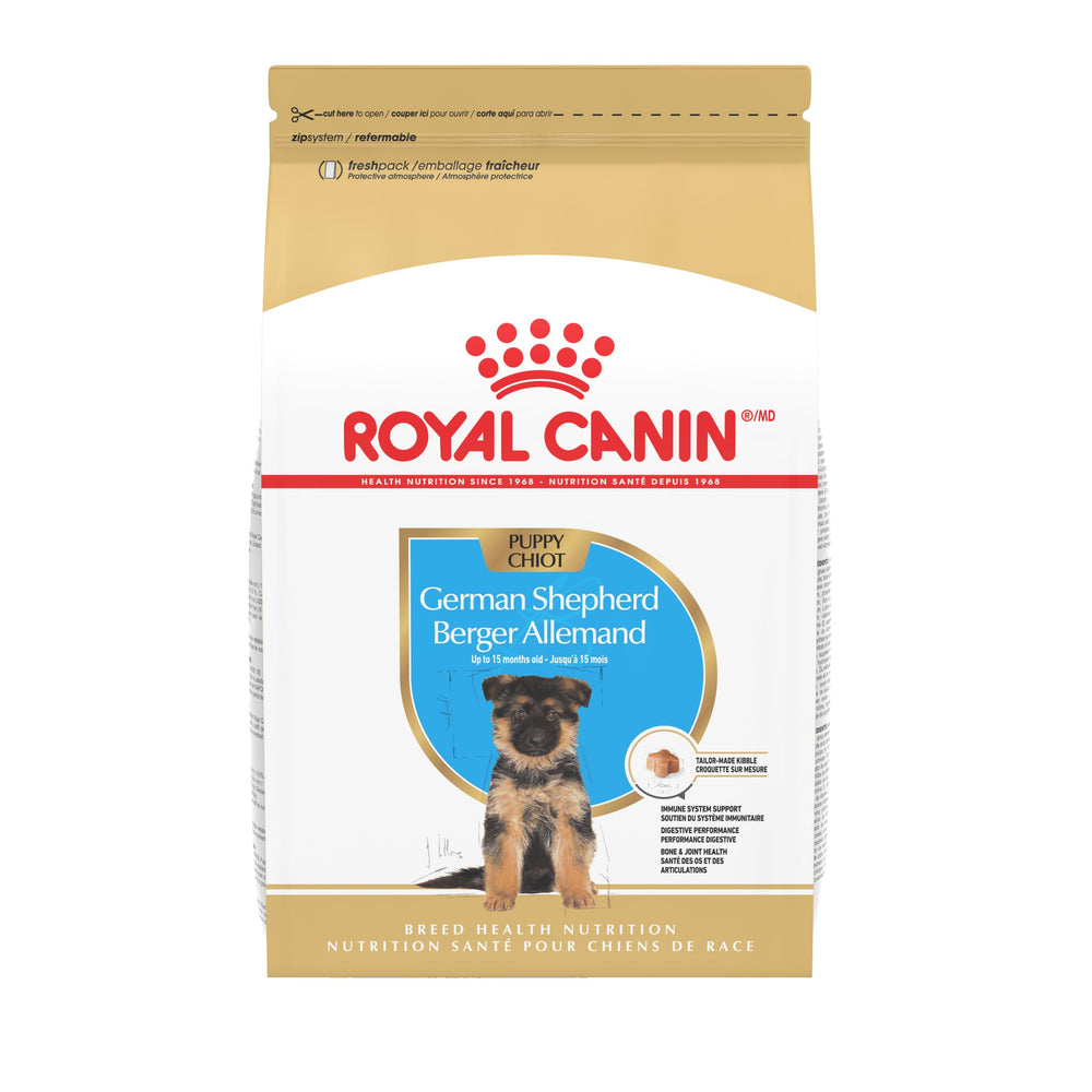 Royal Canin German Shepherd Puppy dry food bag for large breed growth and long-term nutrition