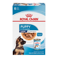 Royal Canin Large Puppy thin-slices in gravy in bowl supports easy eating.