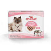 Royal Canin Mother & Babycat Ultra-Soft Mousse label showing premium kitten nutrition