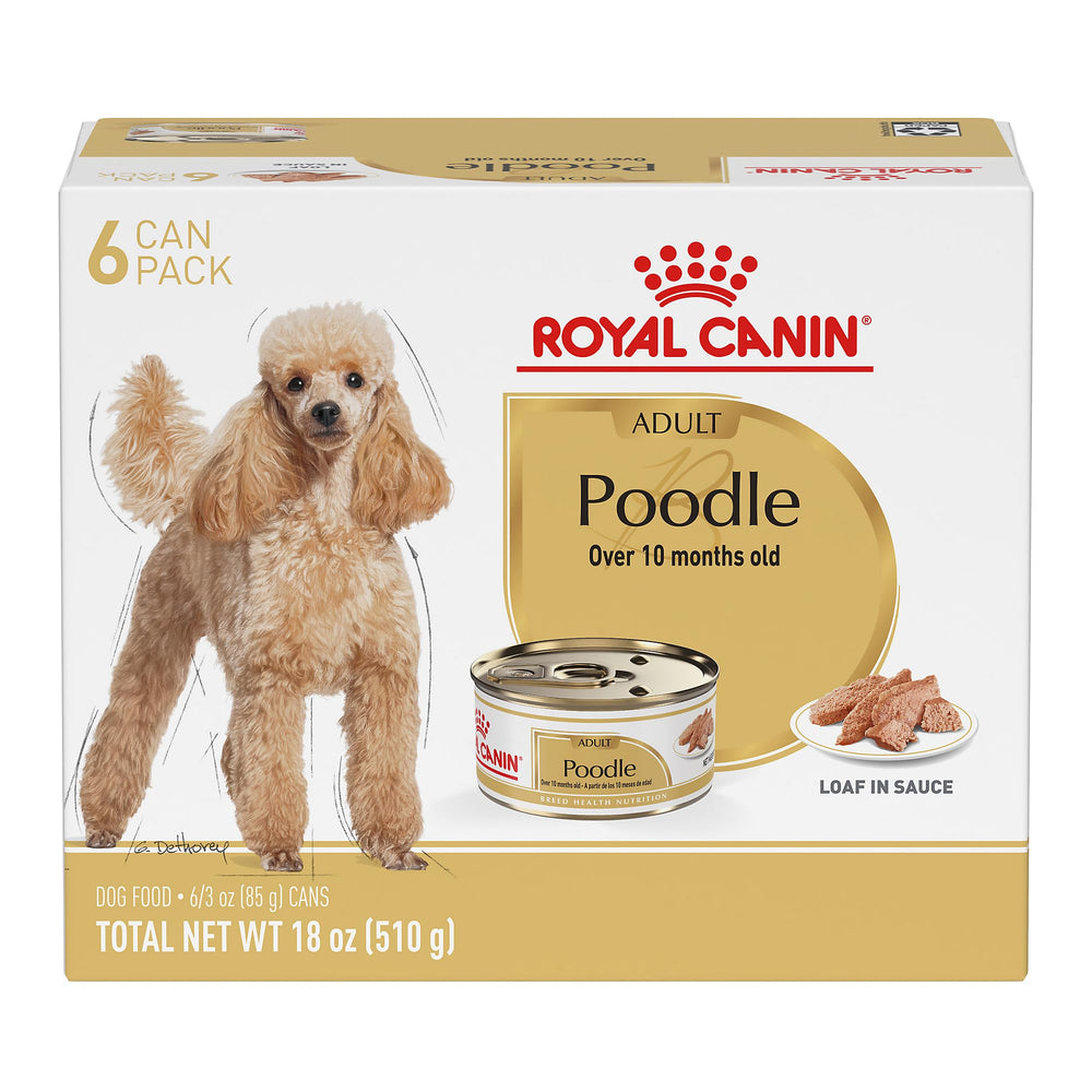 Royal Canin Poodle Adult wet food loaf in sauce showing palatable texture for picky eaters