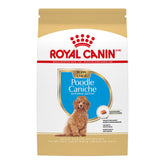 Royal Canin Poodle Puppy dry food bag highlighting breed-specific nutrition for growth