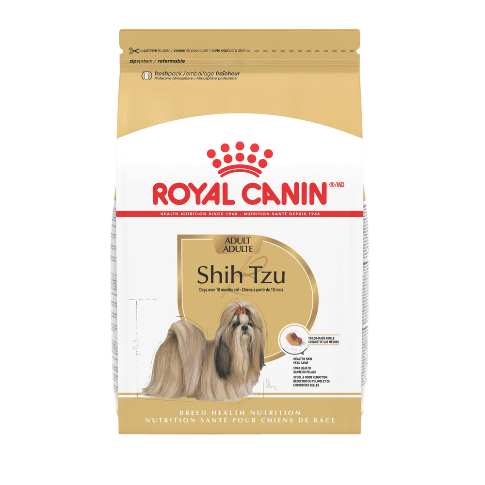 Royal Canin Shih Tzu Adult Dry Dog Food bag front view highlighting breed-specific nutrition