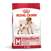 Royal Canin Size Health Nutrition Medium Adult dry dog food bag showing packaging.
