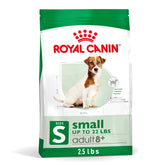 Royal Canin small 8+ kibble close-up highlighting crunchy texture for senior dogs.
