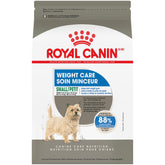 Royal Canin Small Weight Care bag front view supports weight management for small dogs.