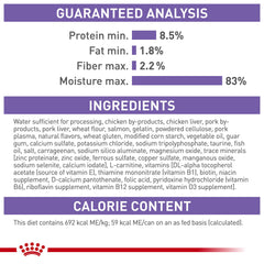 Royal Canin nutrition label highlights complete and balanced feline nutrition