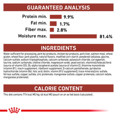 Royal Canin wet cat food pouch open, convenient serving.