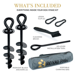 ROYAL PAW stake with curved blades and spiral tip enables fast ground penetration.