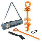 ROYAL PAW tie out stake shows heavy-duty design for large dogs up to 210 lbs.