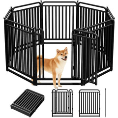 RRBW thickened metal tube dog playpen outdoor panel shows rugged stability for pets.